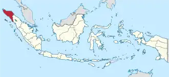 Map indicating the location of Aceh in Indonesia