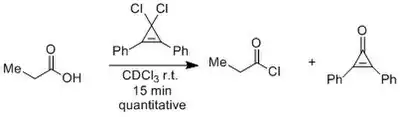 Formation of acid chloride by cyclopropenium derivative
