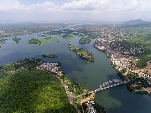 Aerial view from the north of the Adomi Bridge