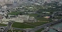 Aerial view of the Amiri Diwan and Al Bidda Park.