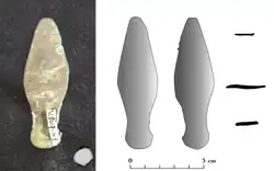 Bronze knife from the Afanasievo burial of Khuurai Gobi,[37][38] Bayan-Ölgii Province, 3000 BCE. National Museum of Mongolia.[39]