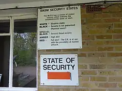 Bikini state signage at the Kelvedon Hatch bunker.