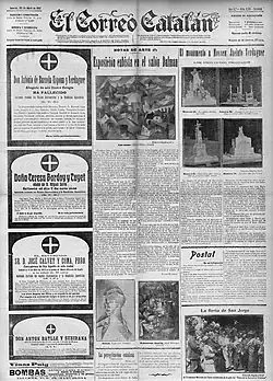 Paintings by Albert Gleizes, 1910–11, Paysage, Landscape; Juan Gris (drawing); Jean Metzinger, c.1911, Nature morte, Compotier et cruche décorée de cerfs. Front page of El Correo Catalán, 25 April 1912