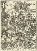 Four Horsemen of the Apocalypse, 1498, 39.5&nbsp;×&nbsp;28.5&nbsp;cm (NGA, 142352)