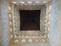 View towards the wooden cupola ceiling of the central chamber
