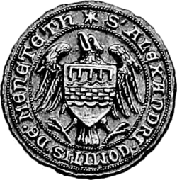 Black and white illustration of a mediaeval seal