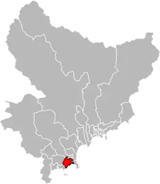 Situation of the canton of Antibes-1 in the department of Alpes-Maritimes