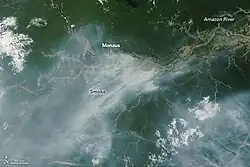 Wild fire in Brazil from space