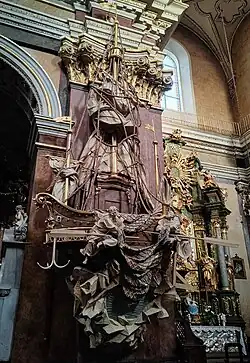 Ship-shaped pulpit in the Carmelite Church