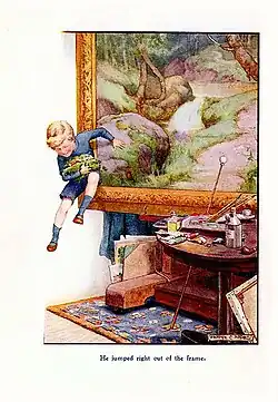 He Jumped Right Out Of The Frame. Illustration for The Fairy of Old Spain (1912)