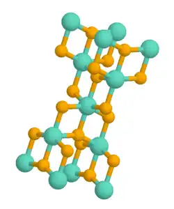 A ball-and-stick chemical model of an anatase crystal