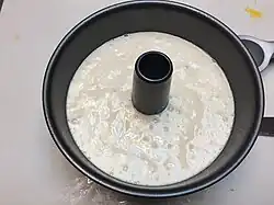 Glossy white cake batter
