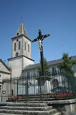 The church and cross in Anglès