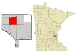 Location of the city of Oak Grove within Anoka County, Minnesota