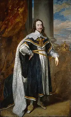 Charles I depicted with the Tudor Crown, 1636