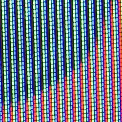 Forty columns of oval dots, 30 dots high. First red then green then blue. The columns of red starts with only four dots in red from the bottom becoming more with every column to the right