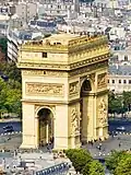 The Arc de Triomphe seen from the Eiffel Tower