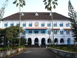 The Syro-Malabar Archbishop's Palace at Changassery is built assimilating Dutch architecture with Kerala's native styles.