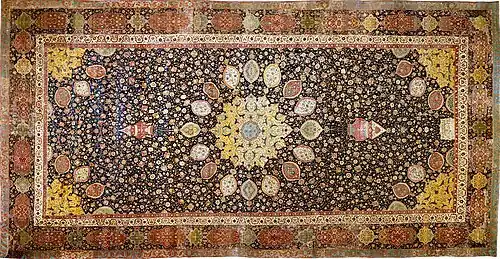 Safavid rinceau on the Ardabil Carpet, by Maqsud of Kashan, 1539-1540, wool and silk, Victoria and Albert Museum, London