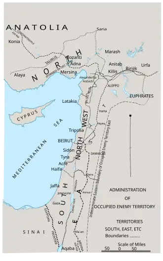 Area of the OETA, according to the British Government's History of the Great War Based on Official Documents[1]