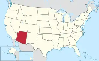 Location of Arizona within the United States
