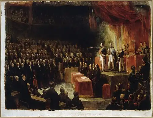 Louis Philippe takes his oath before the two Chambers (1830), painting by Ary Scheffer
