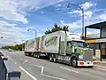 A B-double on Newell Highway