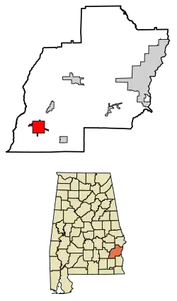 Location of Clio in Barbour County, Alabama.