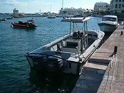 Boats of the Marine Section of the Bermuda Police Service at Barr's Bay, in Hamilton, Bermuda.