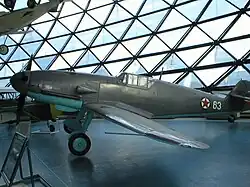 Messerschmitt Bf 109 with Yugoslav Air Force markings captured and used by Yugoslav Partisans during World War II.