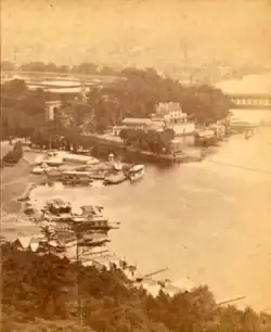 Boathouse Row and Fairmount Water Works from Lemon Hill (circa 1872–1874)