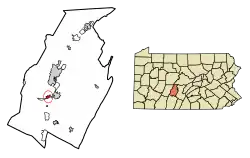 Location of Duncansville in Blair County, Pennsylvania