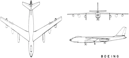3-view line drawing of the Boeing B-56A Stratojet
