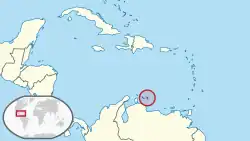 Location of Bonaire (circled in red) in the Caribbean