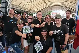 Senator Bong Go with Duterte's supporters protesting Duterte's arrest under an International Criminal Court arrest warrant