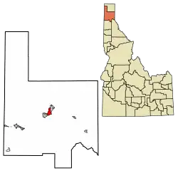 Location of Sandpoint in Bonner County, Idaho.