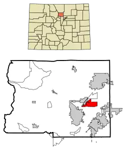 Location of the Gunbarrel CDP in Boulder County, Colorado.