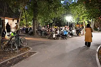 Outdoor bar on an autumn evening