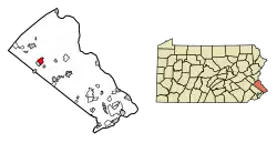 Location of Perkasie in Bucks County, Pennsylvania