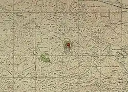Map of the village Al-Burayj (Bureij) and its surroundings in 1947