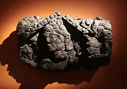 Burnt wooden head of a woman, Kala-i Kakhkakha I palace, 7-8th century, National Museum of Antiquities of Tajikistan