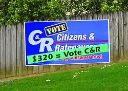 C&R posters with slogan "$320 = Vote C&R"