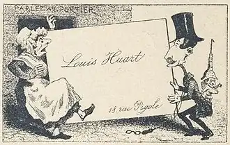 Visiting card of Louis Adrien Huart, caricaturist for Le Charivari