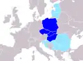 Central Europe according to Peter J. Katzenstein (1997): &nbsp;&nbsp;The Visegrád Group countries are referred to as Central Europe in the book.[87] &nbsp;&nbsp;Countries for which there is no precise, uncontestable way to decide whether they are parts of Central Europe or not[88]