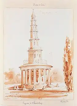 Pagoda of Chanteloup as sketched by Bergeron in 1845