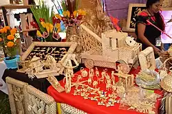 Woven reed merchandise by the Faustino Guzman family at the 2015 Feria de los Maestros del Arte