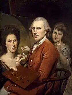 Charles Wilson Peale, Self-Portrait with Angelica and Rachel (1782–1785), 91.8 × 68.9&nbsp;cm