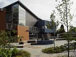 Photograph of the outside of a modern-looking building