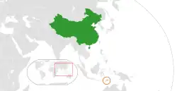 Map indicating locations of China and Timor-Leste
