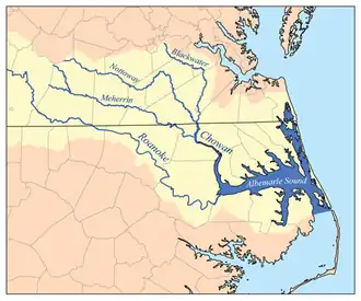 map of southeastern Virginia and eastern North Carolina